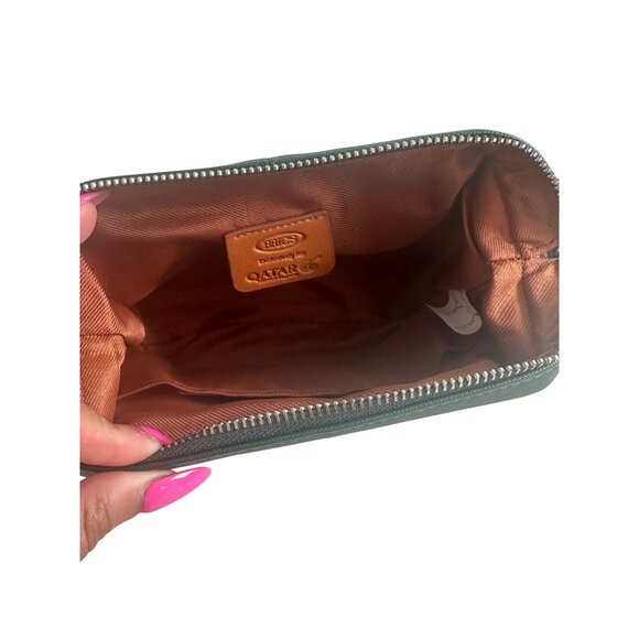 BRICS Green Frame Leather Travel Cosmetic Makeup Toiletry Bag - Picture 5 of 6